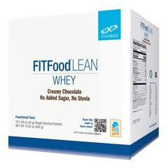 XYMOGEN FIT Lean Food Whey tub in creamy chocolate supports post-workout protein intake.