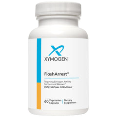 XYMOGEN FlashArrest bottle cap view highlighting hops extract and estrogen activity support