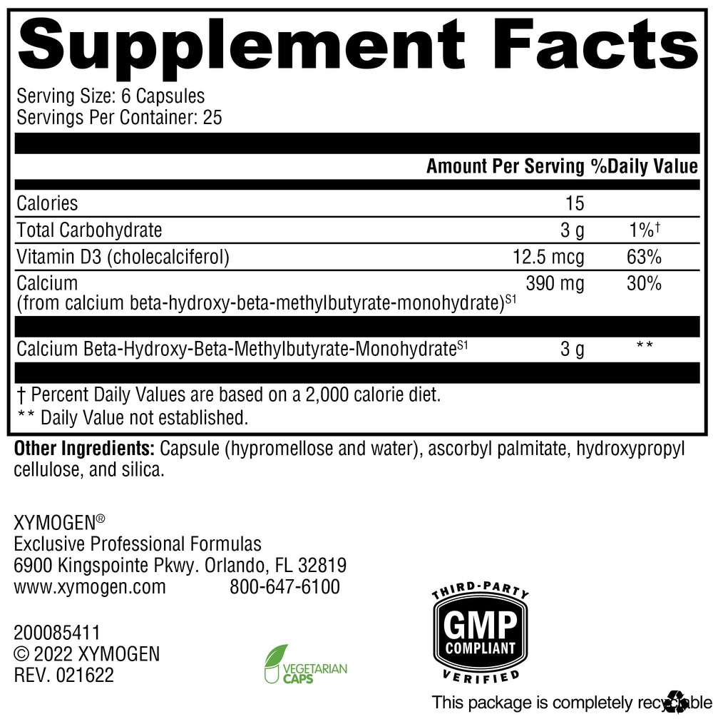 XYMOGEN HMB PRO capsule close-up highlighting gluten-free and non-GMO
