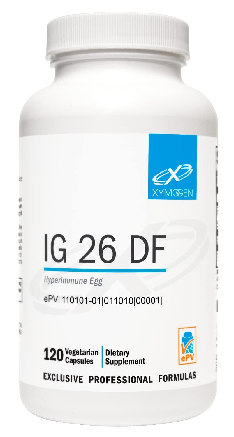 XYMOGEN IG 26 bottle with capsules for dairy-free immune support