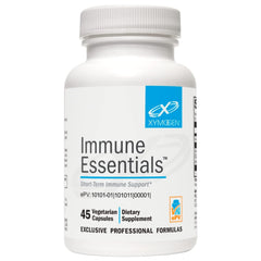 XYMOGEN Immune Essentials bottle label showing Vitamin C 1000 mg for immune health.