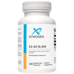 XYMOGEN K2-D3 10000 IU bottle front highlights high potency vitamin D3 for daily use