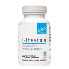 XYMOGEN L-Theanine Suntheanine 400 mg serving bottle suggesting calm focus support