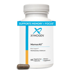 XYMOGEN MemorAll bottle front illustrating brain-support formulation.