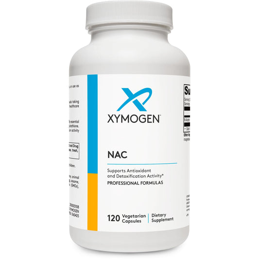 XYMOGEN NAC 600mg bottle front for daily antioxidant support.