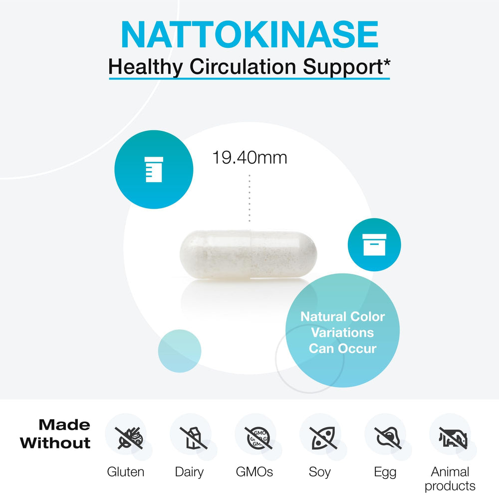XYMOGEN Nattokinase label info shows gluten-free and vegan attributes.