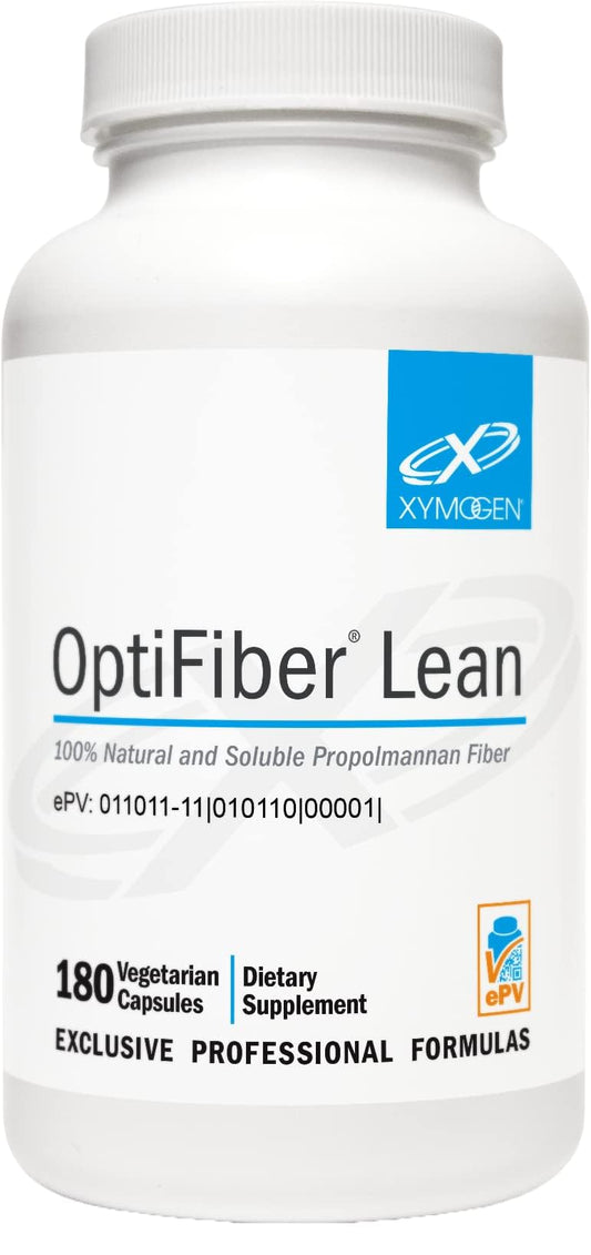 XYMOGEN OptiFiber Lean bottle front showing daily fiber support for digestive health