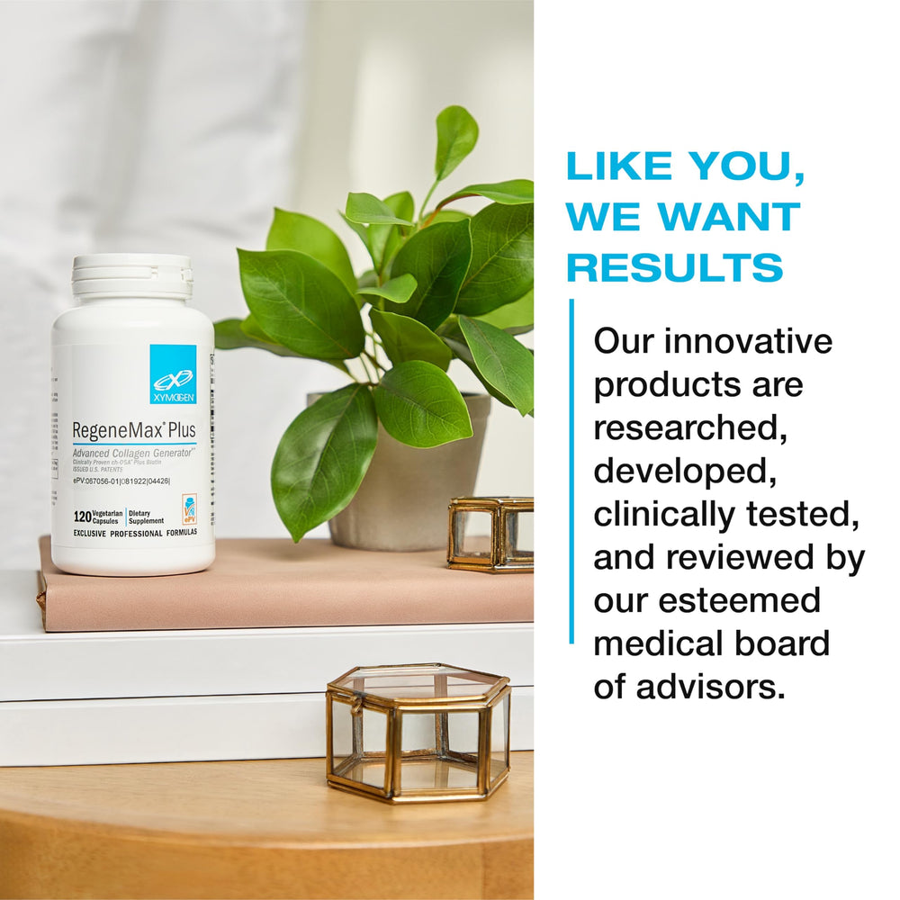 Measuring scoop of OrganiX Reds and Greens over a glass of vibrant juice