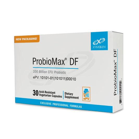 XYMOGEN ProbioMax Daily 100B bottle and capsules for daily digestive balance