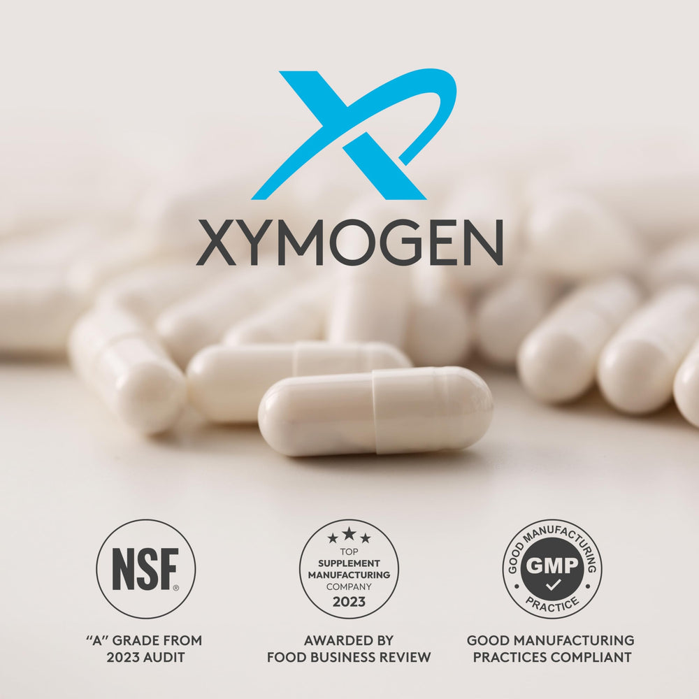 XYMOGEN Resveratin Plus allergen-free indication supporting clean ingredient standards.