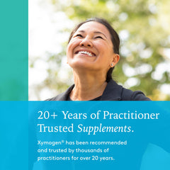 XYMOGEN S Acetyl Glutathione label highlights ingredients and allergen-free formulation.