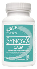 XYMOGEN SynovX Calm bottle label highlights relaxation-friendly minerals and botanicals.