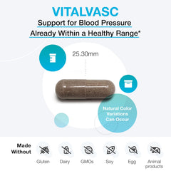 XYMOGEN VitalVasc label highlights ingredients for vascular health support.