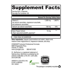 XYMOGEN Xcellent C capsules arranged to suggest everyday wellness and gentle digestion.