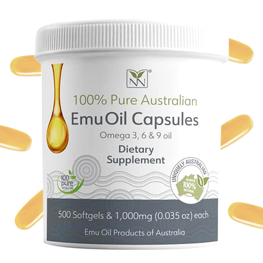 Y Not Natural Emu Oil Capsules bottle and label showing joint support potential