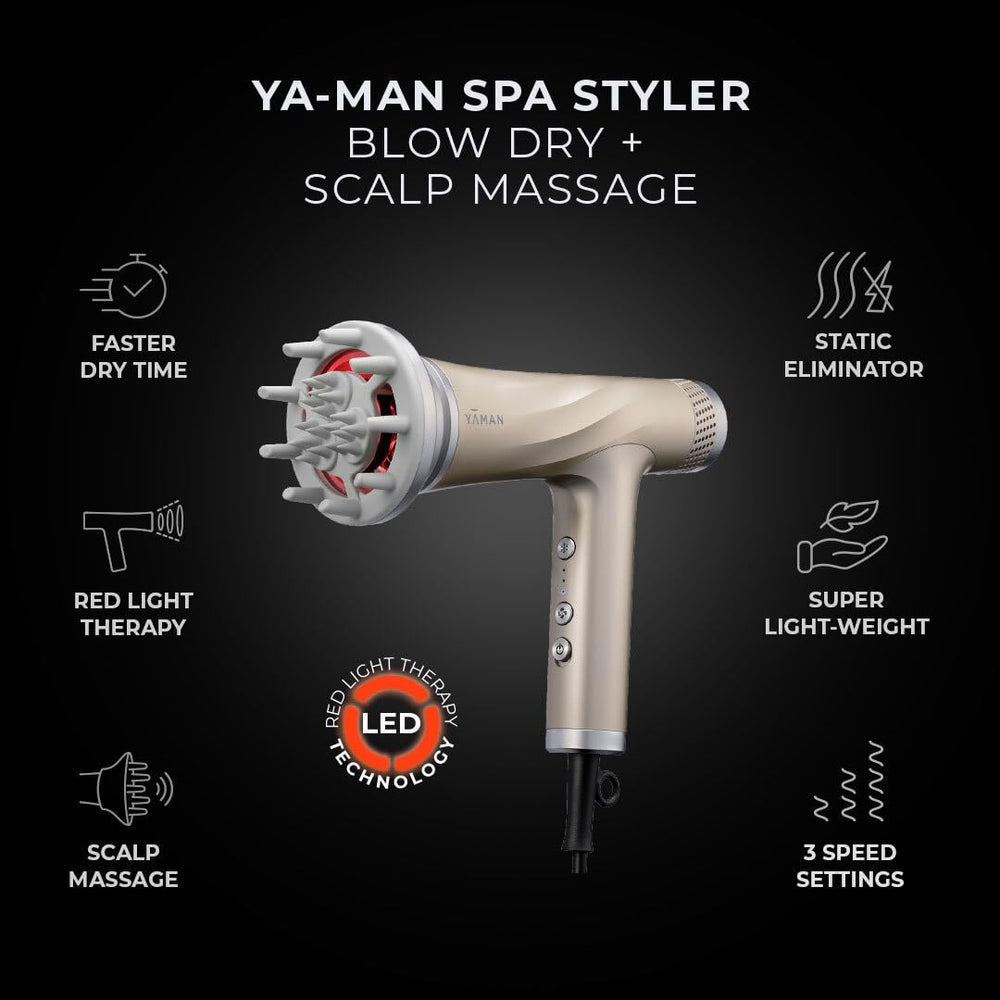 YA-MAN red light therapy helps scalp warmth and moisture-friendly styling.