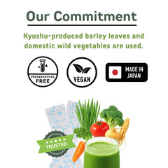 Yamamoto Kanpoh Yamakan Greens powder jar close-up highlights vibrant barley grass and nutrients.