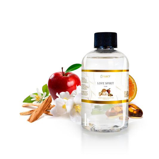 YANCY Love Spirit fragrance oil bottle in a diffuser, delivering a calming floral ambiance.