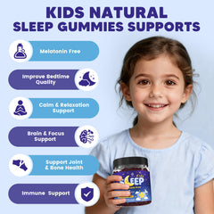 YANLUOBO Kids Sleep Gummies ingredients list featuring magnesium glycinate and L-theanine