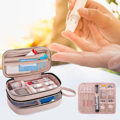 Yarwo insulin cooler case in backpack ready for travel.