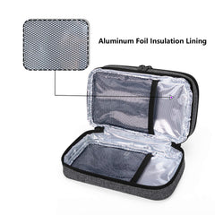 Yarwo insulin cooler travel case with ice packs maintaining cool temperature.