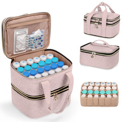 YARWO pill bottles organizer 3-layer showing organized compartments for pills on the move