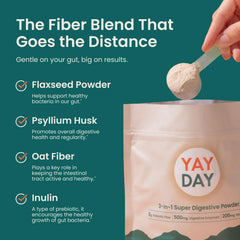 Glass with dissolved YayDay Nighttime powder for sleep-friendly digestion