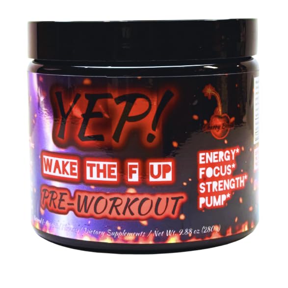 Yep Strength Wake The Faith Up scoop pouring with powder for customizable energy.