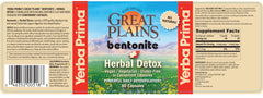 Yerba Prima Bentonite Detox bottle front label highlighting premium formula