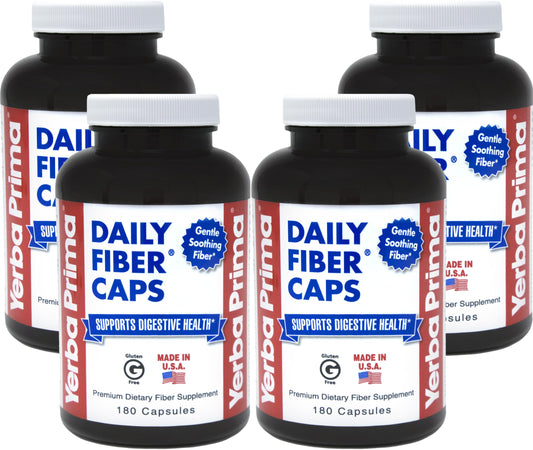 Yerba Prima Daily Fiber Caps bottle front showing premium fiber blend for digestive health