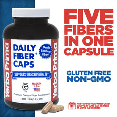 Yerba Prima Daily Fiber Caps four-pack packaging for convenient daily routine