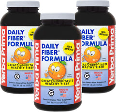 Yerba Prima Daily Fiber Formula orange tub provides easy daily fiber support for regularity.