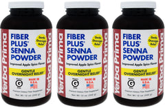 Yerba Prima Fiber Plus Senna Powder pack3 bottle for gentle overnight regularity support