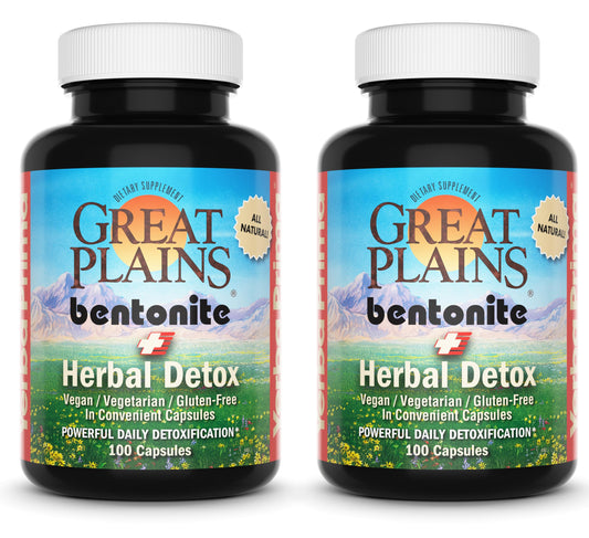 Yerba Prima Great Plains bentonite capsules for detox support.