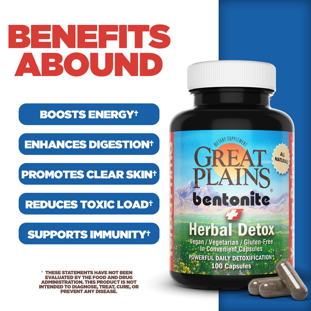 Closeup of herbal detox bottle with capsules.