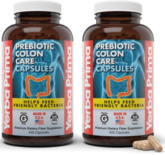 Yerba Prima Prebiotic Colon Care bottle front view for daily digestive support.