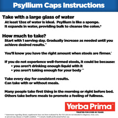 Label highlights gluten-free, non-GMO, and vegan attributes of Yerba Prima capsules.