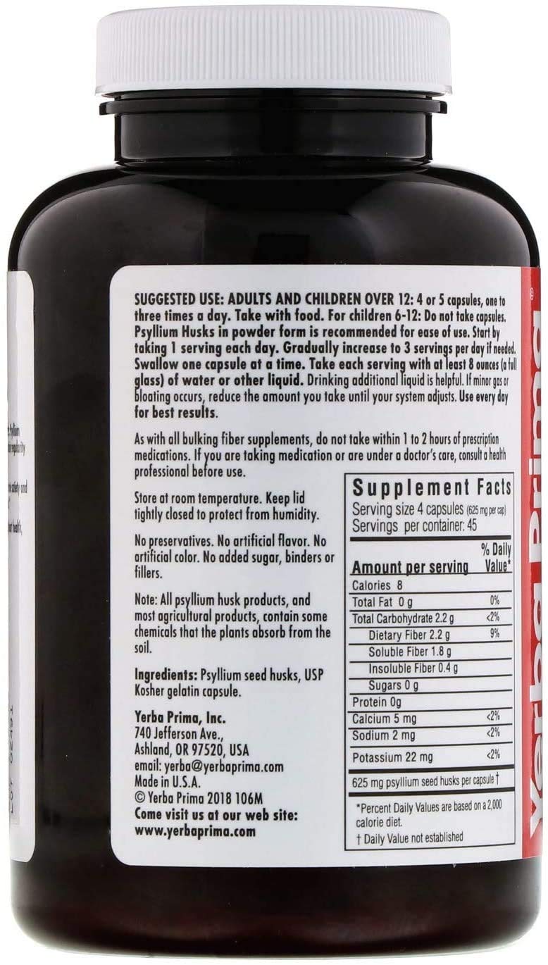 Yerba Prima Psyllium Husk Caps capsules close-up