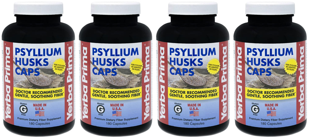 Yerba Prima Psyllium Husk Caps front bottle for daily fiber support