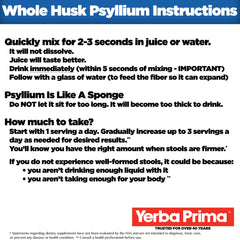 Yerba Prima Psyllium Whole Husks label closeup shows premium ingredients