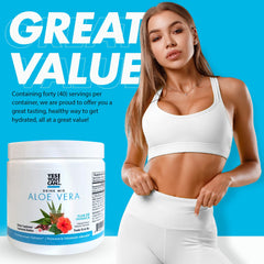Yes You Can Aloe Vera Drink Mix hibiscus flower detail signaling organic, aromatic notes.