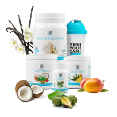 Yes You Can! Detox Plus Kit vanilla meal replacement powder for balanced mornings.