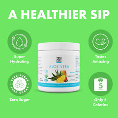 Pour Yes You Can mango aloe vera drink into a glass for hydration.