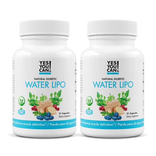 Yes You Can! bottle front shows natural water lipo pills for gentle hydration balance.