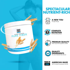 Yes You Can! Shake Booster Pure Fiber scoop with glass, easy daily fiber boost.