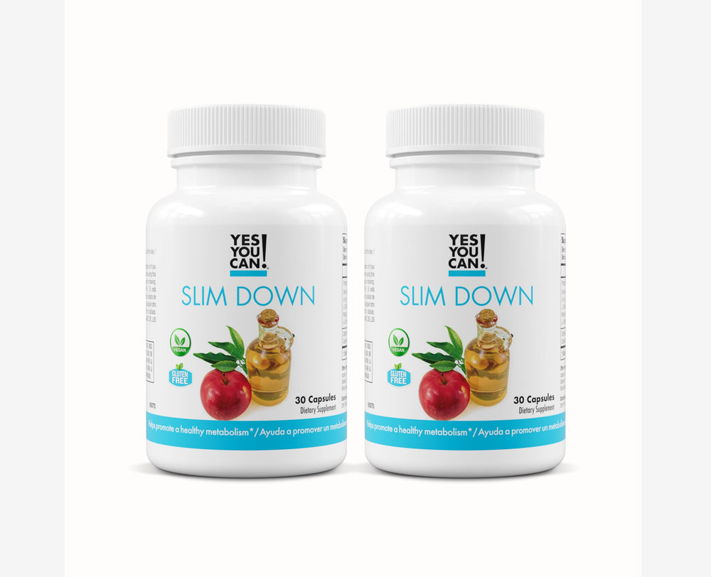 Yes You Can Slim Down bottle on a clean surface, convenient daily energy-support capsule routine.