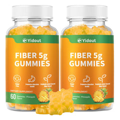 Yidout fiber gummies bottle front showing probiotic blend for daily gut support