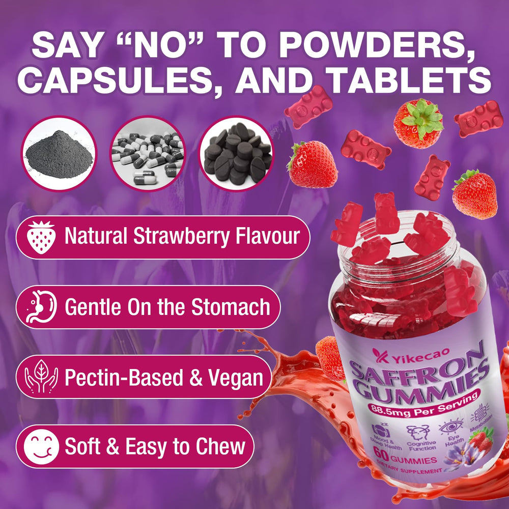 Yikecao saffron gummies strawberry flavor as a tasty daily ritual.