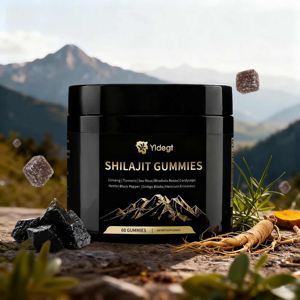 Yldegt Shilajit Gummies bottle for daily vitality and focus.