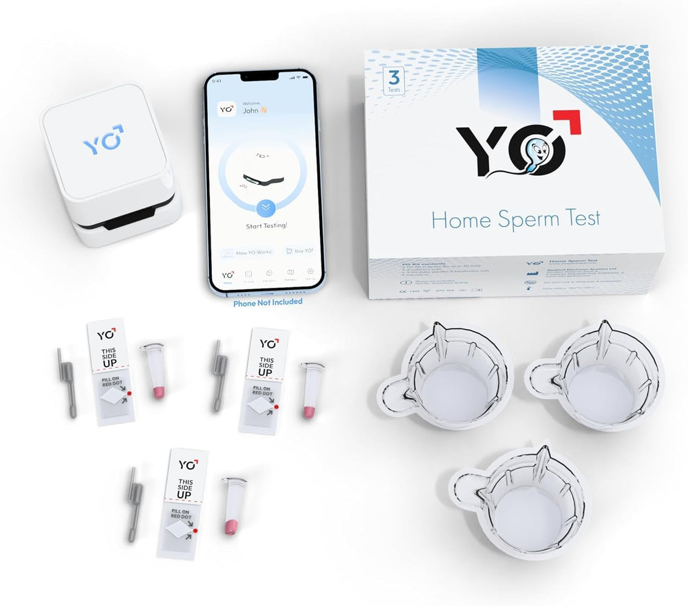 YO Home Sperm Test app flow guiding users through private testing